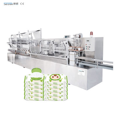 300 Schnitt / Min SS304 Edelstahl Qualität Nasse Tücher Verpackungsmaschine Automatisch Für 30-120 PCS Pack